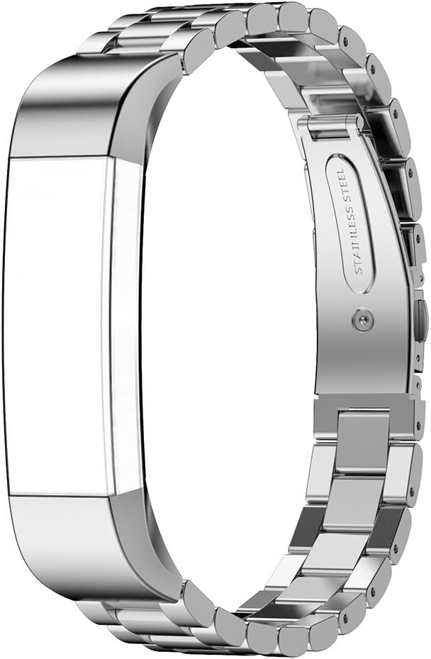 AISPORTS Compatible with Fitbit Alta Strap for Women Men Fitbit Alta Strap Stainless Steel Metal Bracelet Solid Adjustable Sport Wristband Replacement Strap for Fitbit Alta/Alta HR Fitness Tracker