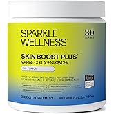 Sparkle Wellness Marine Skin Boost Plus (No Flavor) [30-Serves] | Collagen Powder Supplement with Marine-derived VERISOL Bioactive Hydrolyzed Collagen Peptides, Vitamin C & Hyaluronic Acid
