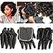 Molefi Brazilian Funmi Hair Curly Weave 3 Bundles with Lace Closure Spiral Curl Hair Bundles with 4x4 Closure 100% Human Hair Extensions 50g/pc Natural Black (8 8 8 +8)