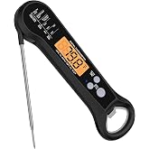 Instant Read Meat Thermometer for Grill and BBQ, Black | Fast Accuracy Digital, Backlight &amp; Waterproof, For Cooking, Baking, Fish, Liquids, Lamb, Chicken
