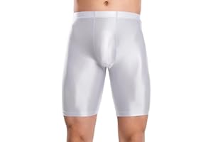 Ausing Men Short Glossy Oily Tight Shorts Skinny Stretch See Through Pant for Bodybuilding Gym Fitness M-XXL