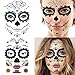 12 Pack Day of the Dead Sugar Skull Temporary Face Tattoo Halloween Makeup Tattoo for Men and Women