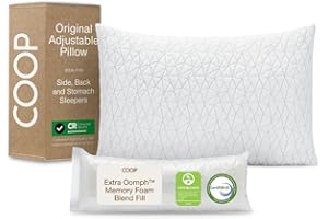 Coop Home Goods Original Adjustable Pillow, Queen Size Bed Pillows for Sleeping, Cross Cut Memory Foam Pillows - Medium Firm Back, Stomach and Side Sleeper Pillow, CertiPUR-US/GREENGUARD Gold