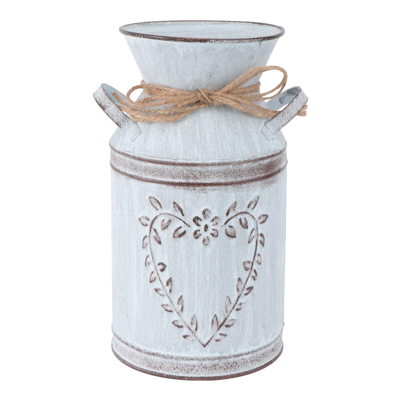 Happyyami Rustic Metal Flower Vase Heart Jug Vase Shabby Chic Milk can Galvanized Jug Decorative Pitcher Tin for Table Centerpieces Bedroom Kitchen Decor