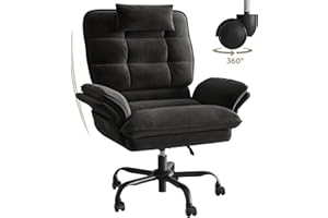 Bestier Cross Legged Office Chair, Criss Cross Chair with Adjustable Arms, 135° Reclining Velet Executive Chair with Wheels, Big and Tall Computer Desk Chair for Home, Office - Black