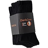 DarkCom Striped Crew Socks Seamless, or Solid Cotton Tube Socks, Casual Comfort 5 Pairs for Women and Men