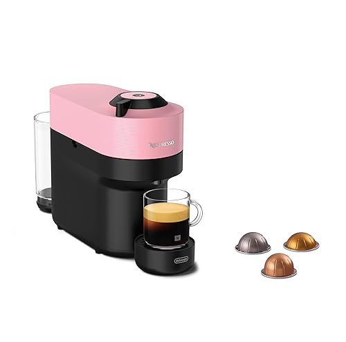Nespresso Vertuo Pop Coffee Machine by De'Longhi, Over 30 Varieties of Pods, Compact Footprint, Americano, Starter Capsule Set Included, ENV90.P, Pink