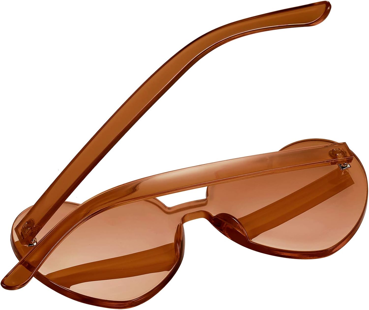 Maxdot Heart Shape Sunglasses Party Sunglasses (Brown): Clothing