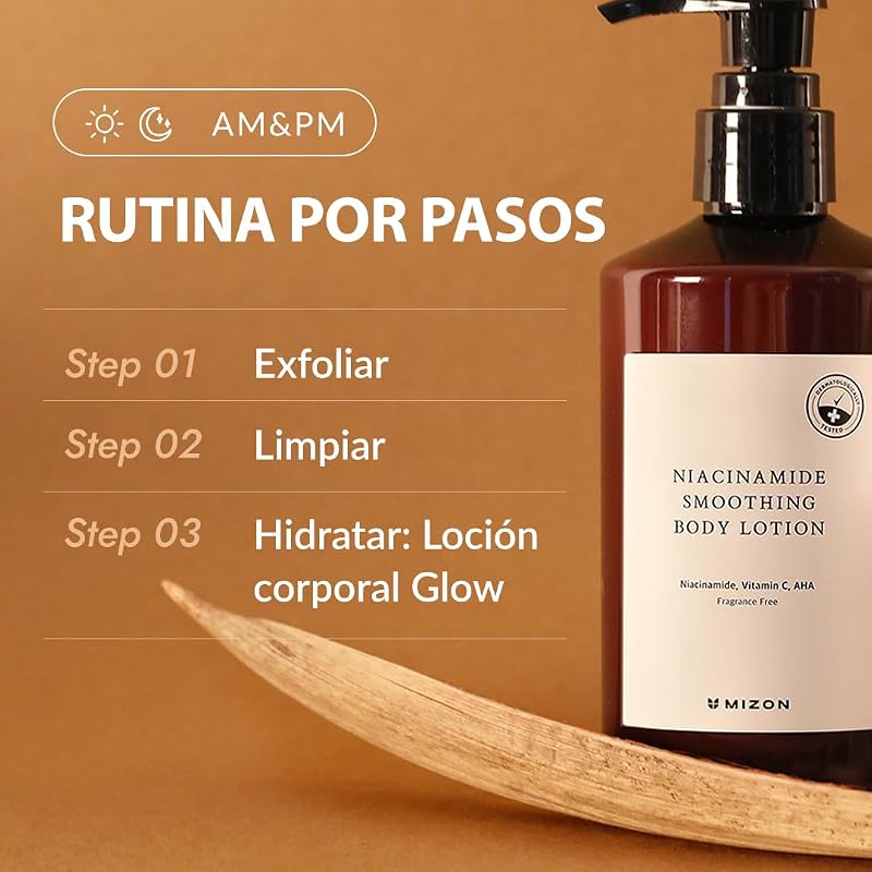 [Mizon] Loción Corporal Suavizante a la Niacinamida (300ml) AHA, Vitamina C, Ácido hialurónico, Hidratación suave, Cuidado de la pigmentación, Exfoliación suave (Niacinamide Smoothing Body Lotion)