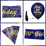 DearLives Navy Blue Gold 80th Birthday Decorations Party Banner Balloons view 3