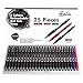 feela 25-Piece Retractable Premium Black Gel Ink Roller Ball Pens with Comfort Grip (23 black + 1 red + 1 blue ink)