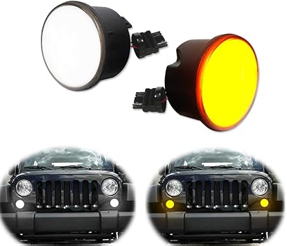 Amazon Com Gtinthebox Led Front Turn Signal Light Smoked Lens Amber White Flasher For 2007 2018 Jeep Wrangler Jk Unlimited No Logo Automotive