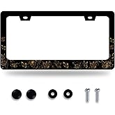 Butterfly License Plate Frame Golden Butterflies License Plate Stainless Steel Funny License Plate Holder for Men Women Universal Colorful Car Accessories Decoration 12.3" x 6.3"