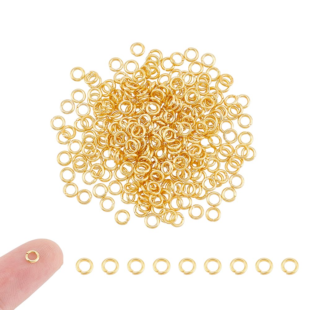 UNICRAFTALE 300Pcs Real 18K Gold Plated Open Jump Rings 304 Stainless Steel Round Rings 4mm Golden Jump Ring Metal Connectors Rings for DIY Earring Bracelet Pendant Jewelry Accessories
