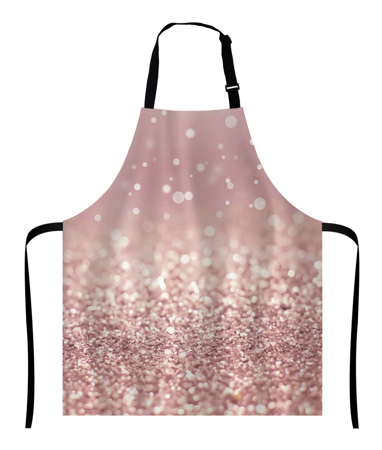 Wasach Rose Gold Rainbow Glitter Bib with Adjustable Neck for Men Women,Suitable for Home Kitchen Cooking Waitress Chef Grill Bistro Baking BBQ