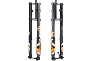 BUCKLOS 26/27.5/29 inch Electric Mountain Bike Air Suspension Inverted Downhill Fork，Thru Axle Boost 15x110mm Travel 140/180mm Rebound Adjust 1-1/8" Straight Tapered Disc Brake Bicycle Front Forks