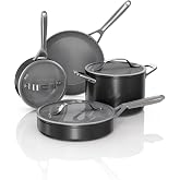 Ninja Ceramic Pro 7-Piece Cookware Set, Non-Stick Pots &amp; Pans Set with Glass Lids, Nontoxic, PTFE Free, Ceramic Coated, Oven Safe, All Stovetops &amp; Induction Compatible, Black, CW39007BK
