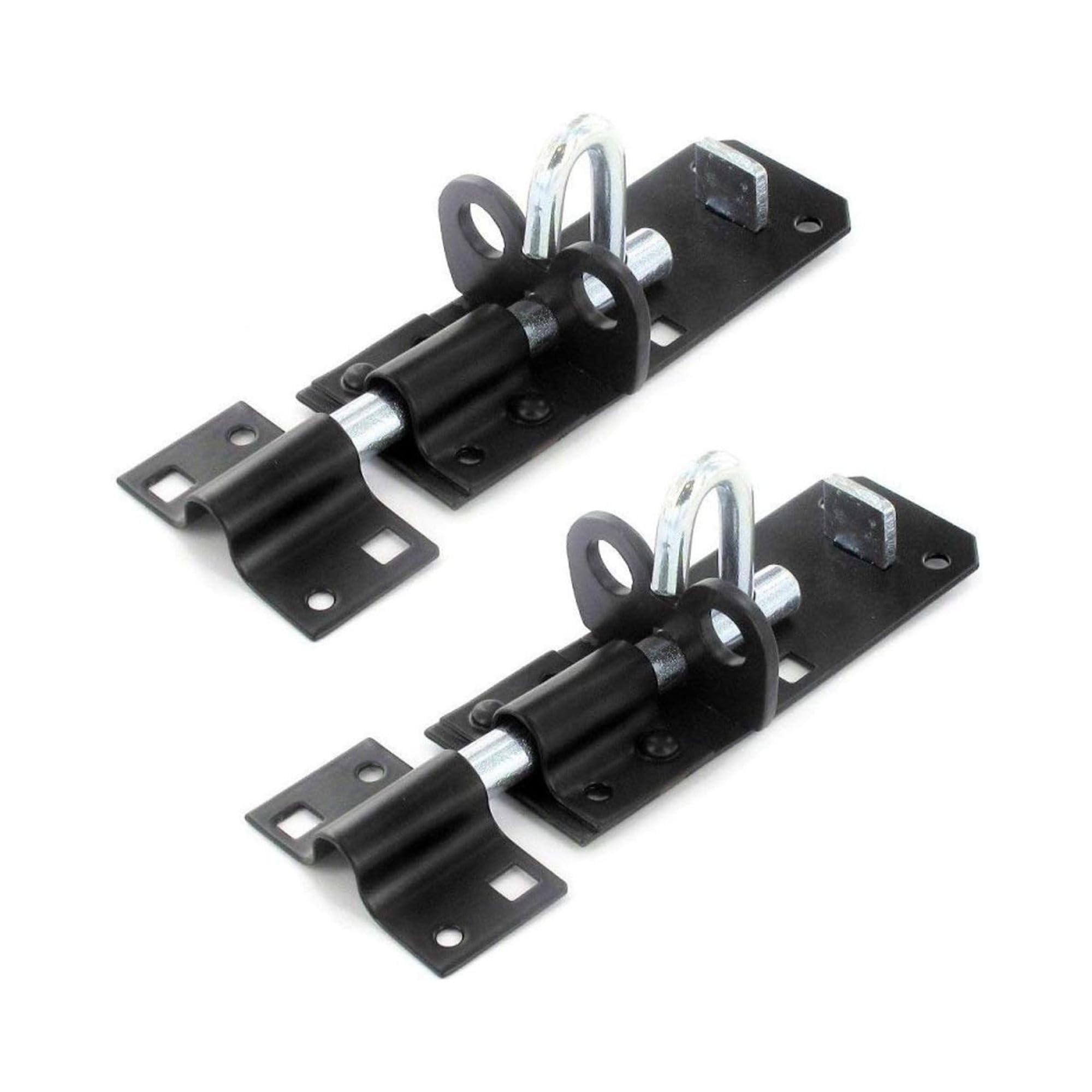 Primes DIY 2 Pieces 200mm (8”) Brenton Gate Bolt Door Lock, Sliding Padbolt with Black Oxide Plated Galvanised Finish - Gate Bolts for Wooden Gates, Garden, Shed & Garage Door Lock