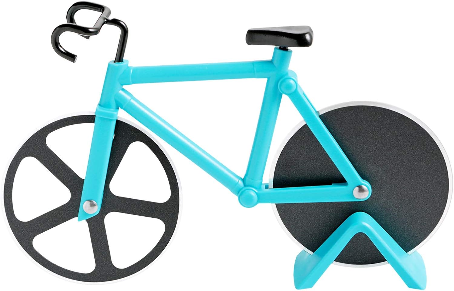 KUONIIY Pizza Cutter, Bicycle Pizza Cutter Wheels Dual Stainless Steel Super Sharp Blades Slicer with Non-Stick Coating