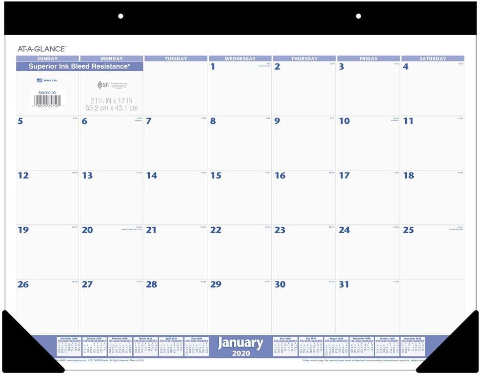 Best 2020 Desk Calendar 22X17