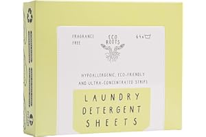 ECO ROOTS Laundry Detergent Sheets 64 loads | ECO FRIENDLY Unscented Sheets, Liquidless Travel Size Laundry Strips Detergent, Zero Waste Plastic Free Sustainable Washer Products