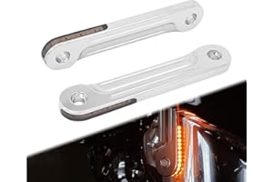 HCmotorku Motorcycle Front LED Flush Fork Turn Signals Light Running Light Brackets Fit for Harley Touring Road King Street Gilde Electra Glide 1998-2023 Chrome