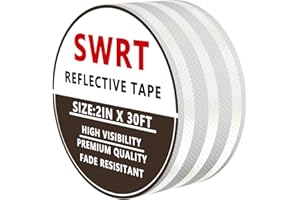 SWRT 2 Inch X 30 FT Reflective Tape Outdoor Waterproof DOT-C2 Fade Resistant White Reflective Tape Strong Adhesive Safety Warning Tape Reflector Conspicuity Tape for Trailer Trucks Bikes