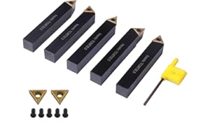 Jerax tools 5/8" Indexable Turning Tool Set with TCMT Carbide Inserts, 5 Pcs Set Metal Lathe Tools Inserts Bits with Carbide Inserts.