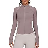 LOMON Women's Full Zip Athletic Yoga Jacket with Pockets Lightweight Workout Running Track Sportwear with Thumb Holes