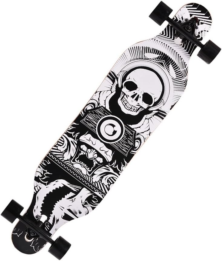 Lantusi Professional Wood Print Longboard Drop Downhill Speed Skateboard Complete 42 Inch Fun Deck Skate Board, 9 Layer Canadian Maple Complete Freeride Long Skateboard for Kids Adults (US Stock)