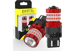 BMT xms 7443 LED Strobe Brake Lights Bulbs Red Light, Super Bright T20 W21W 7440 7441 7444 7443R Flashing Strobe Light, Pack of 2