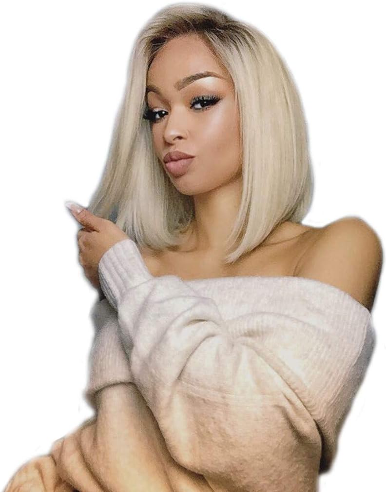 Dumanfs Blonde Wigs With Baby Hair Human Hair Full End Short Straight Bob Wigs For Black Women