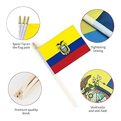 Ckexin 25Pack Small Ecuador Flag Handheld Mini