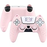 GeekShare Cute Cat Paw Protective Skin Set for ps5 Controller, Anti-Slip Silicone Cover Case Compatible with ps5 Wireless Controller Includes 2 Thumb Grip Caps and 1 Sticker - Pink