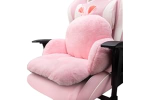 QYA Cute Chair Cushion, Soft Seat Cushions for Office Desk Chairs, Kawaii Chair Pillow for Gaming Chair, Comfy Floor Seating for Adults, Bedroom Playroom Dining Room Decor, 17"x16.5", Pink