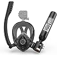 Mini Scuba Tank with Snorkel Mask 0.5L Inflatable Diving Tank with Full Face Diving Mask Pony Bottle Backup Diving Air Tank Suits for Recreational Snorkeling Shallow Diving