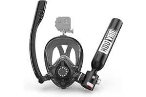 HOUVAN Mini Scuba Tank with Snorkel Mask 0.5L Inflatable Diving Tank with Full Face Diving Mask Pony Bottle Backup Diving Air Tank Suits for Recreational Snorkeling Shallow Diving