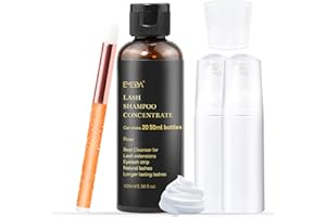 EMEDA Lash Shampoo Concentrate for Eyelash Extensions 100ml Eyelash Extension Cleanser Concentrate Bulk Liquid Kit with Brush Bottle Foam Soap Lash Bath Solution - Makes 20 Bottles 50ml Shampoo (Rose)