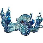 Middle Finger Octopus,Middle Finger Statue,Weird Decor Suitable for Indoor and Outdoor Garden Home Various Fish Tank Decoration (Blue)