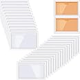 Owl Focus Self-Adhesive Label Holder, Waterproof Clear Adhesive Label Pockets, 2.3x3.7'' Transparent Card Holder for Cabinet, Storage Bin, Supermarket, Bookself, Mailbox, Business Card, Tag, Drawers