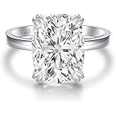 LANKRALOVNA 5CT Elongated Cushion Cut Engagement Ring for Women, S925 Sterling Silver Wedding Promise Cubic Zirconia Band, 14K Gold/White Gold Plated Anniversary Birthday Gifts for Her, Size 5-10