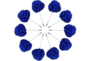 Sanrich Rose Boutonnières Men's Lapel Pins Satin Flower 10 Pack Groom Wedding Boutonniere Suit Brooch Outfit Accessories