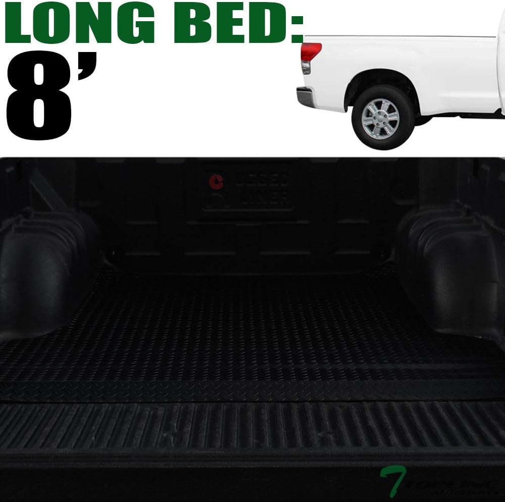 Topline Autopart Black Rubber Diamond Plate Truck Bed Floor
