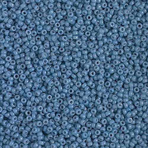 Miyuki Round Rocaille Seed Beads Size 15/0 8.2GM-tube DURACOAT Opaque Faded Denim Blue 15-4482