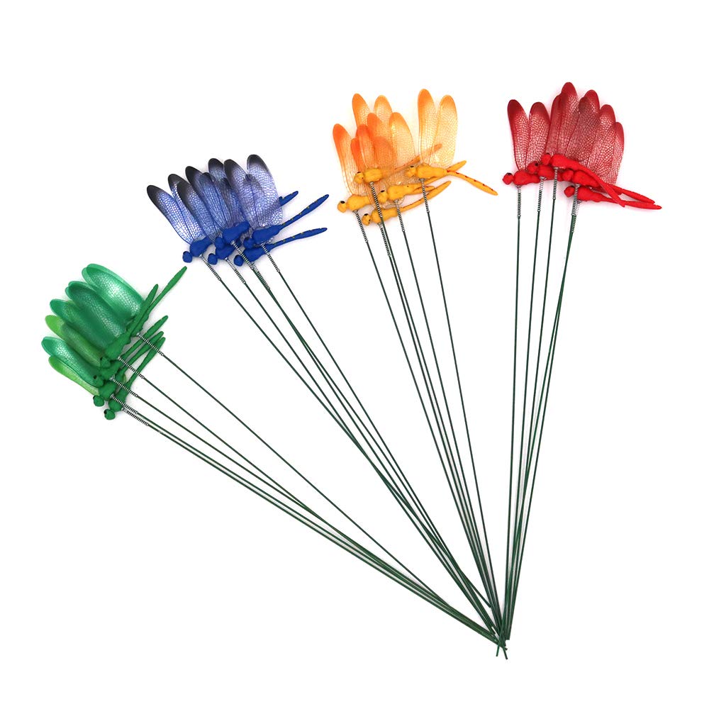 Namvo 20 Pcs Dragonfly Stakes Garden Dragonflies Ornaments on Stick for Outdoor Yard Garden Plant Décor