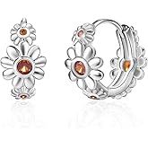 Daisy Flower Earrings 925 Sterling Silver Cute Floral Earrings Hypoallergenic for Sensitive Ears Triple Tiny Orange Sunflower Flower Jewelry for Women Mother Day Party Birthday