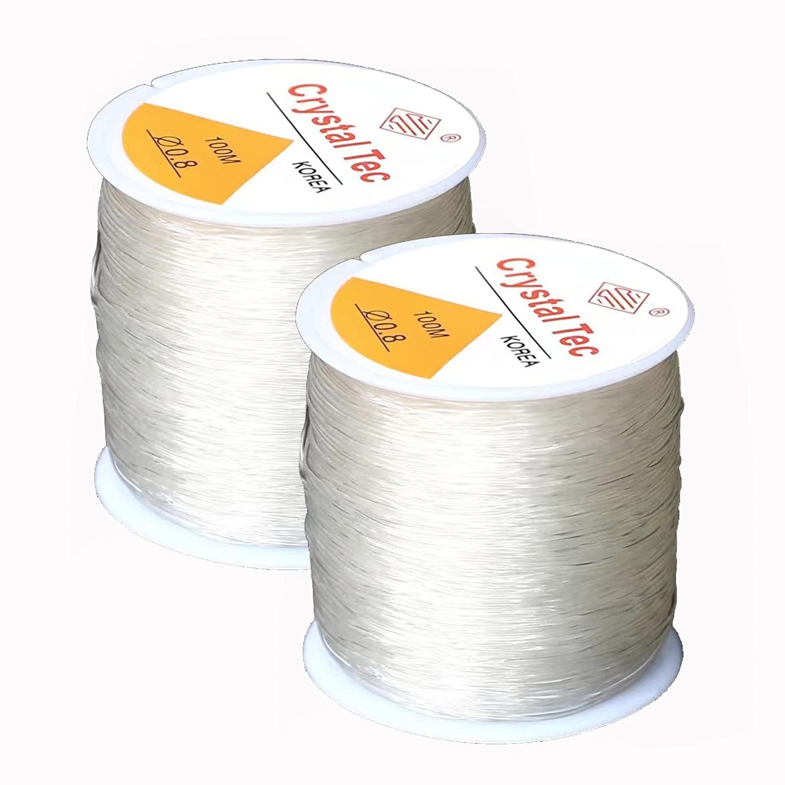 Crystal Elastic Beading Thread, 2PCS 0.8mm Elastic Bracelet String, Beading Thread for Jewellery Making, Stretch Bead Cord for Hanging Christmas Ornaments Bracelet Making(100m)