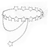 QFGasre Women Star Waist Chain Metal Belly Chains Belts Silver Chain Belt Cute Belt Y2K Adjustable Cute Decorative Accessories Suitable Jeans Dresses Casual Pants Girls Gifts