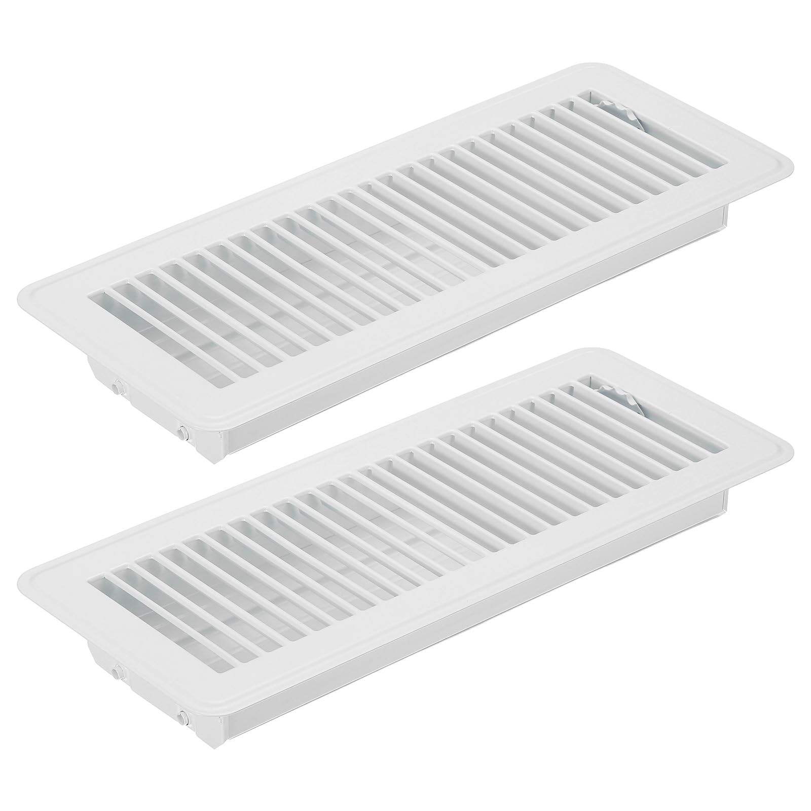 PATIKIL 12 x 4 Inch Floor Register, 2pcs Heavy Duty Air Vent Cover Steel Adjustable Decor Vents Easy Adjust Floor Grates for Sidewall Home Office, White