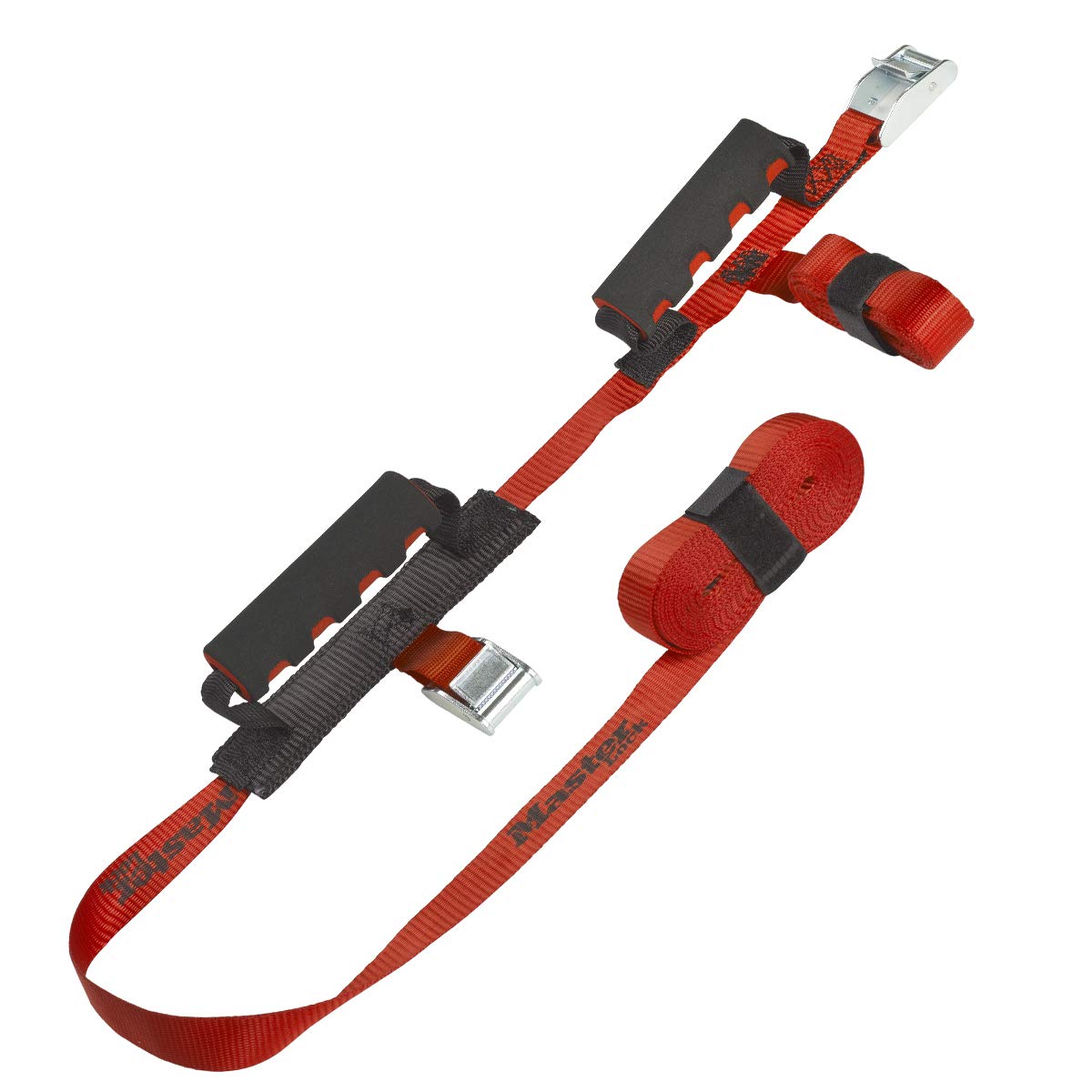 Master Lock 3126EURDAT Crossed Straps with Buckle and Carrying Handle, Red, 2.50m x 25mm and 5.5m x 25mm Straps